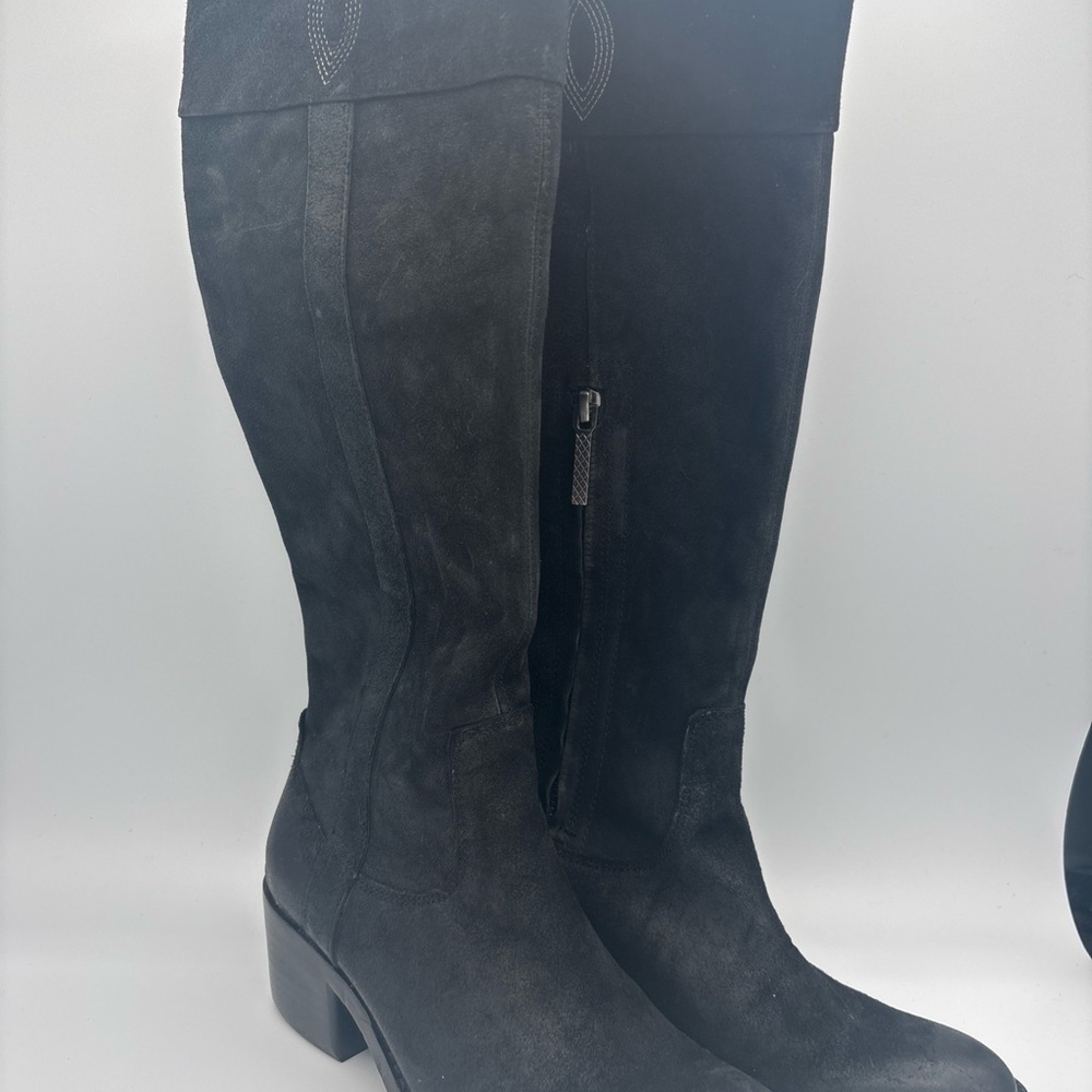 DONALD J PLINER Willi Black Suede Knee High Riding Boots Sz 5.5M